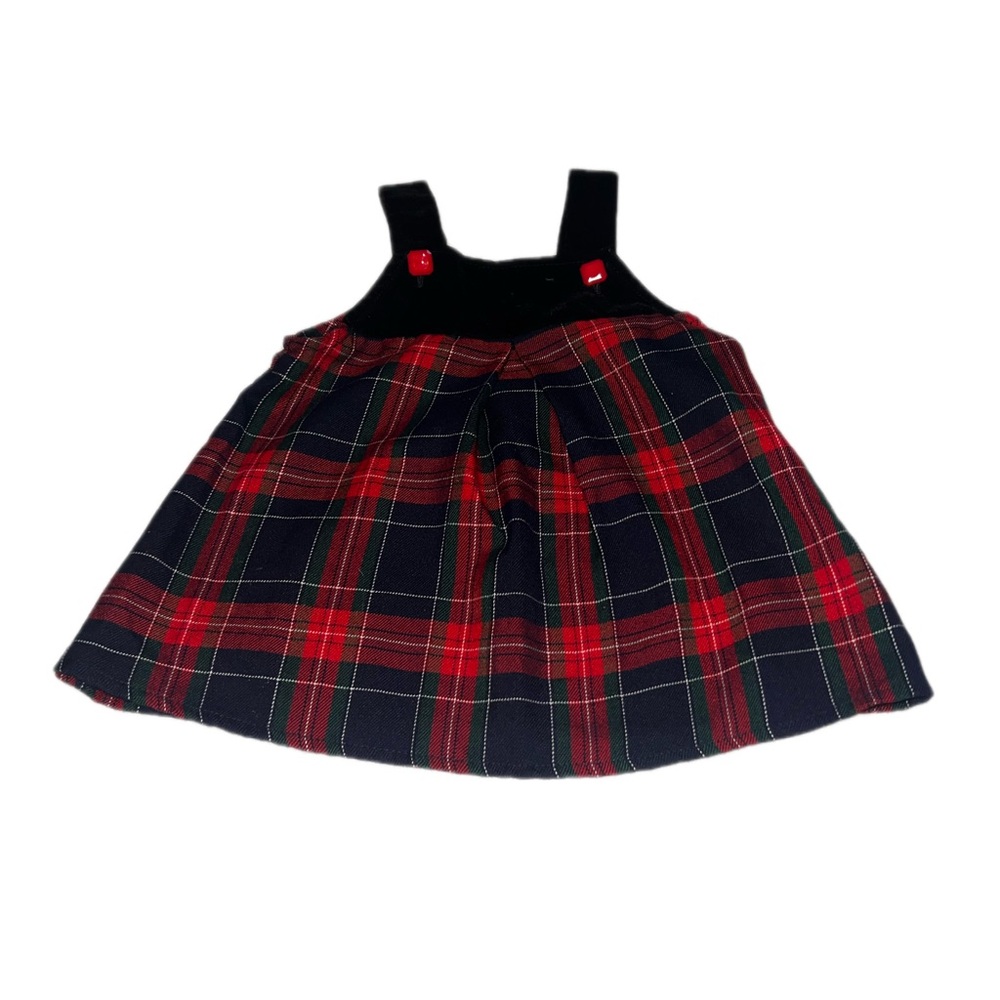 Red, Green, Black and White Plaid Dress with Velvety Black Straps  size 18 mon